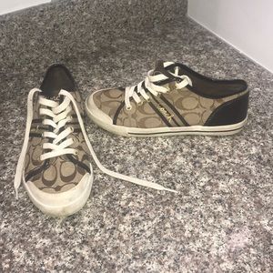Coach sneakers, tan, size 6.5